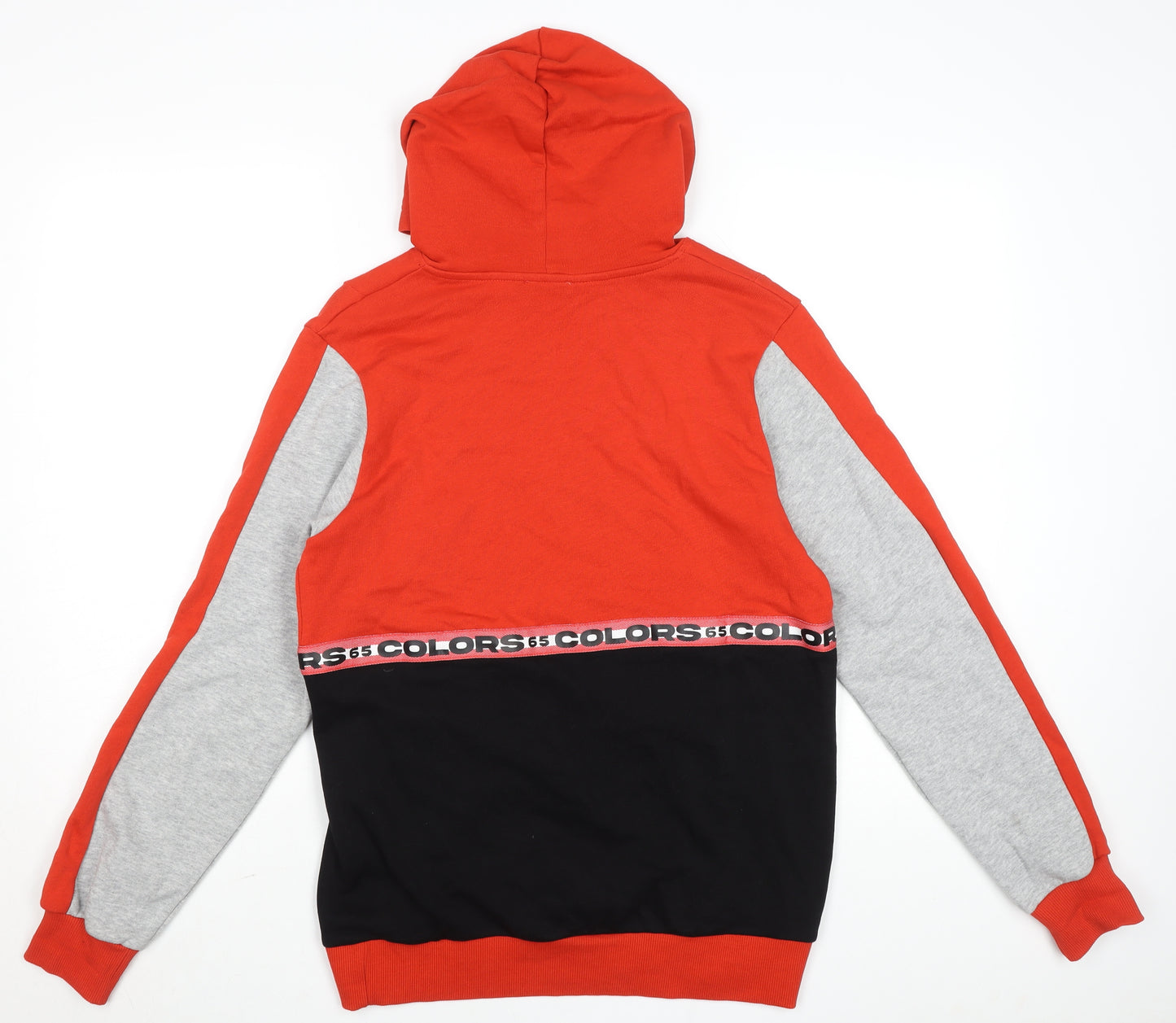 Benetton Boys Red Colourblock Hoodie Size 3XL Cotton Blend Pullover