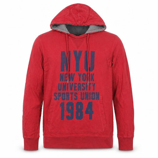 Front view of s.Oliver Men's Red Hooded Basic Jacket L Cotton NYU Print