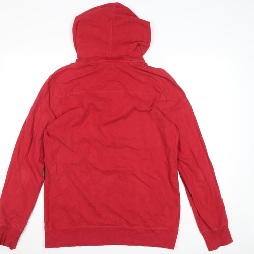 s.Oliver Men's Red Hooded Basic Jacket L Cotton NYU Print