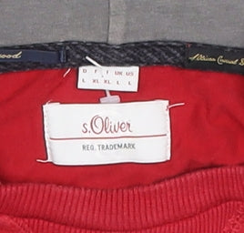 s.Oliver Men's Red Hooded Basic Jacket L Cotton NYU Print