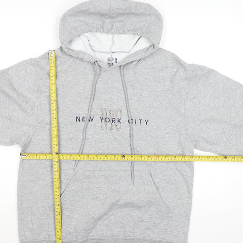 Fruit of the Loom Men's Grey Pullover Hoodie M NYC Embroidered Logo