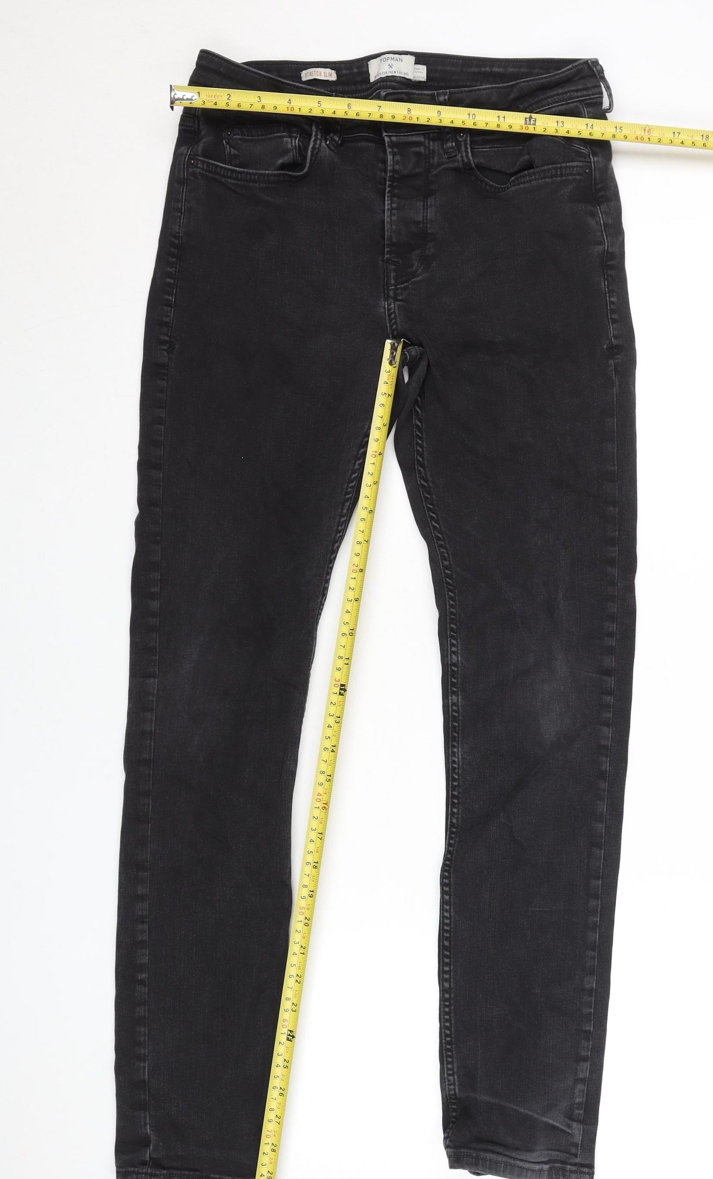 Topman Men's Black Slim Fit Stretch Jeans W30 L30 Cotton Blend