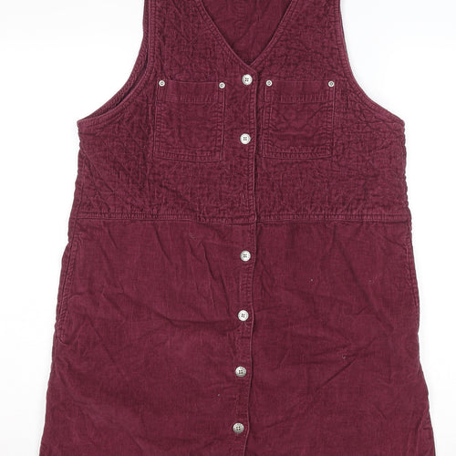 Mountain Lake Petite Red Corduroy Button Pinafore Dress Women’s M