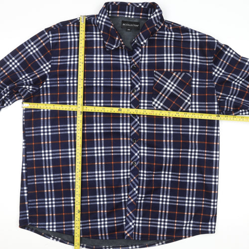 JBC Collection Men's Blue 2XL Checked Flannel Button-Up Shirt
