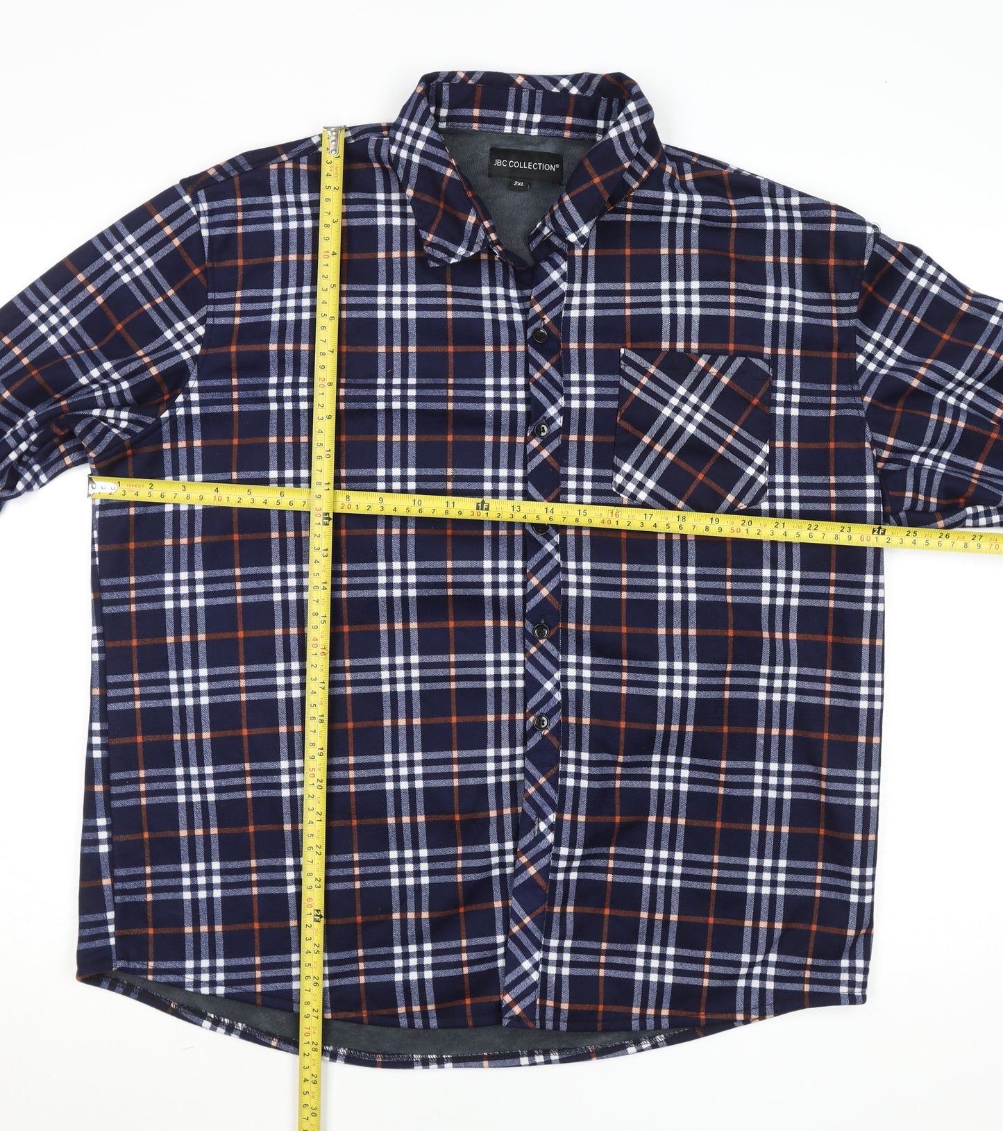 JBC Collection Men's Blue 2XL Checked Flannel Button-Up Shirt