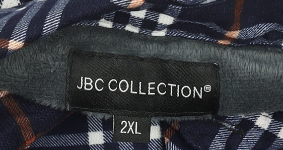JBC Collection Men's Blue 2XL Checked Flannel Button-Up Shirt