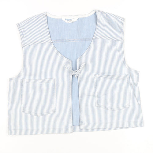 Marks and Spencer Girls Blue Striped Cotton Waistcoat 15-16 Years