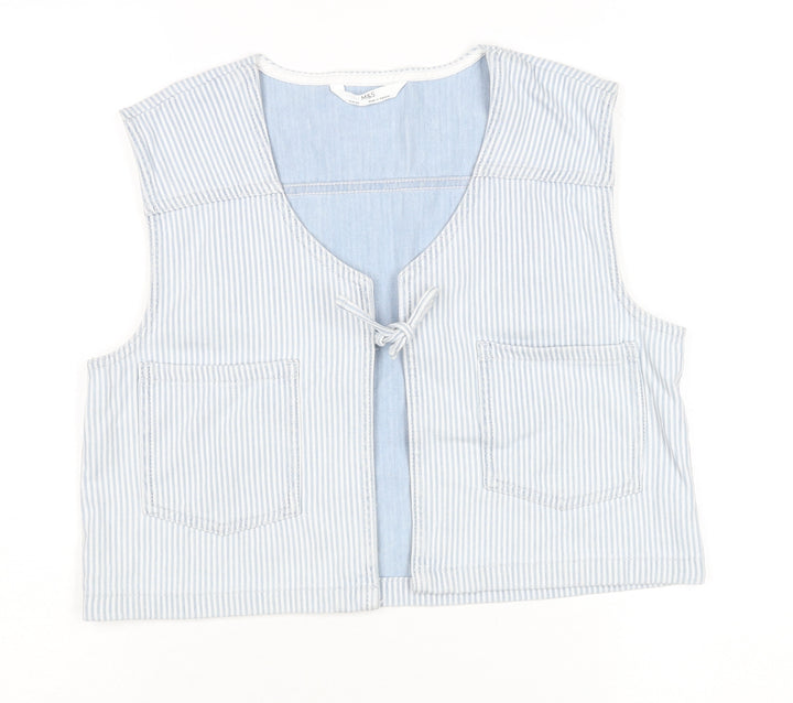 Marks and Spencer Girls Blue Striped Cotton Waistcoat 15-16 Years