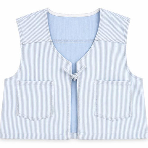 Marks and Spencer Girls Blue Striped Cotton Waistcoat 15-16 Years