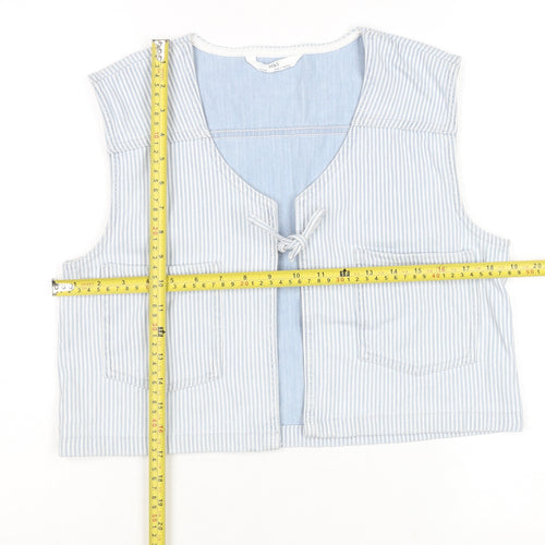 Marks and Spencer Girls Blue Striped Cotton Waistcoat 15-16 Years