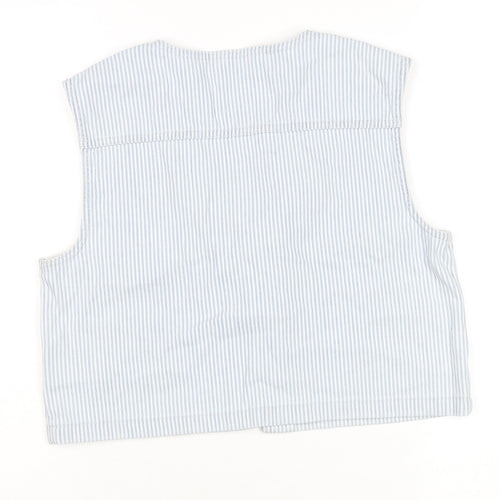 Marks and Spencer Girls Blue Striped Cotton Waistcoat 15-16 Years