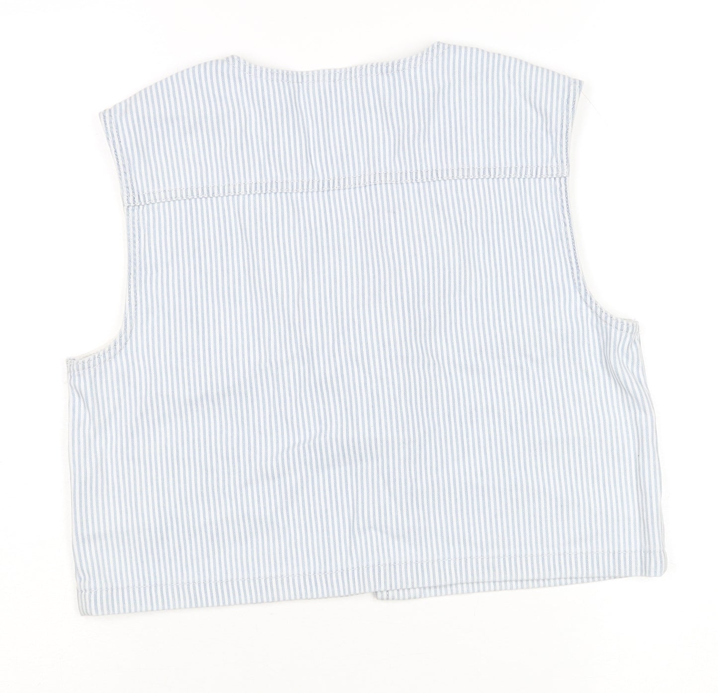 Marks and Spencer Girls Blue Striped Cotton Waistcoat 15-16 Years