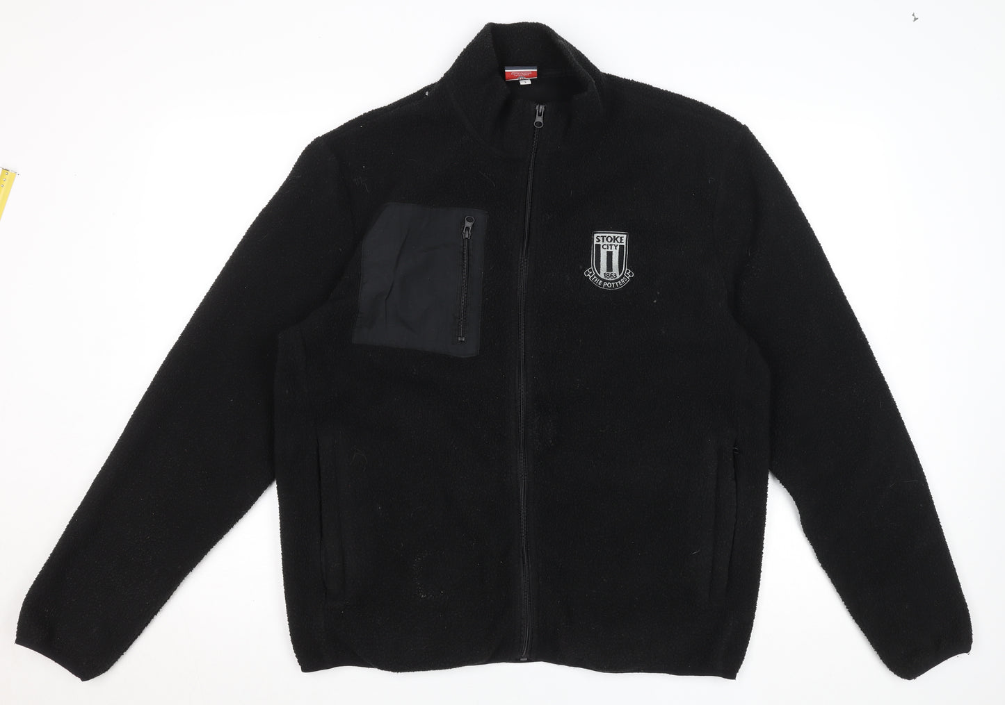 Stoke City FC Men's Black Fleece Jacket L Full Zip Embroidered Badge