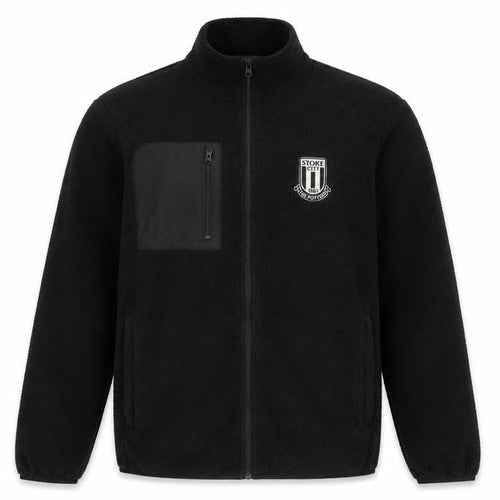 Stoke City FC Men's Black Fleece Jacket L Full Zip Embroidered Badge