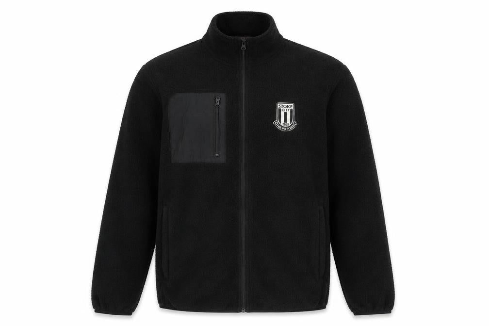 Stoke City FC Men's Black Fleece Jacket L Full Zip Embroidered Badge