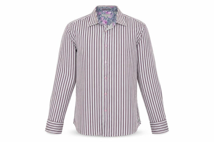 Ted Baker Men's Purple Striped Long Sleeve Button-Up Shirt M