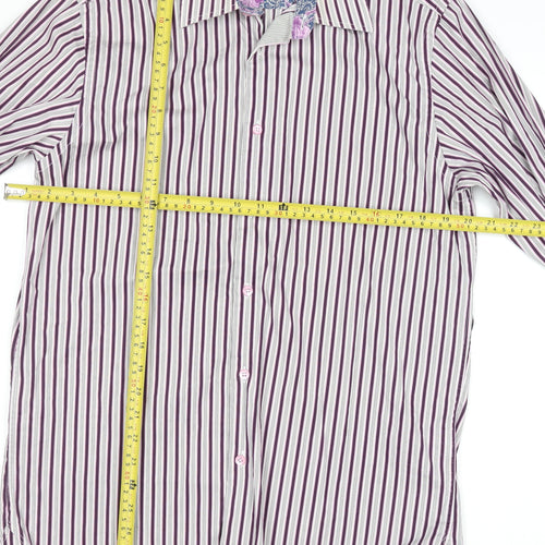 Ted Baker Men's Purple Striped Long Sleeve Button-Up Shirt M