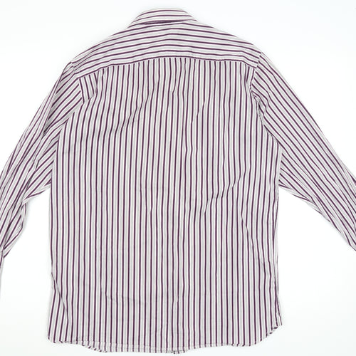 Ted Baker Men's Purple Striped Long Sleeve Button-Up Shirt M