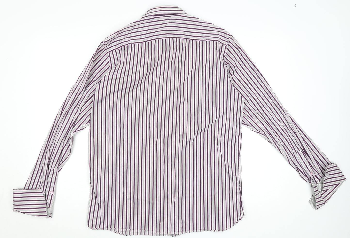 Ted Baker Men's Purple Striped Long Sleeve Button-Up Shirt M