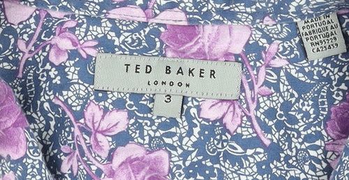 Ted Baker Men's Purple Striped Long Sleeve Button-Up Shirt M