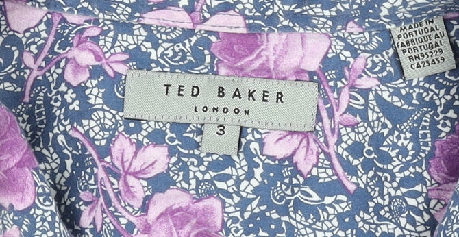 Ted Baker Men's Purple Striped Long Sleeve Button-Up Shirt M