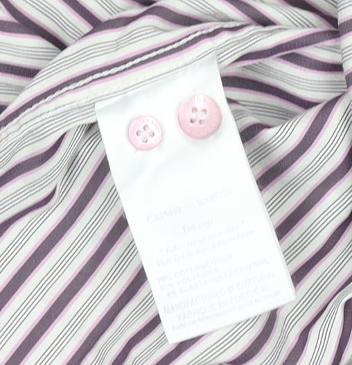 Ted Baker Men's Purple Striped Long Sleeve Button-Up Shirt M