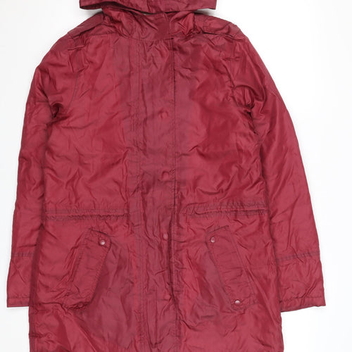 Cotton Traders Women's Red Hooded Parka Coat Size 10