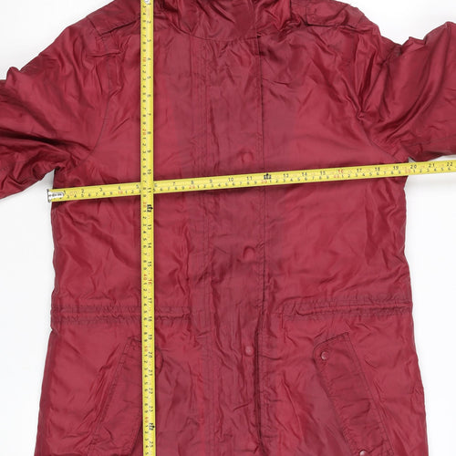 Cotton Traders Women's Red Hooded Parka Coat Size 10