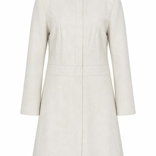 Next Women’s Beige Long Coat Size 10 Regular Faux Suede Overcoat