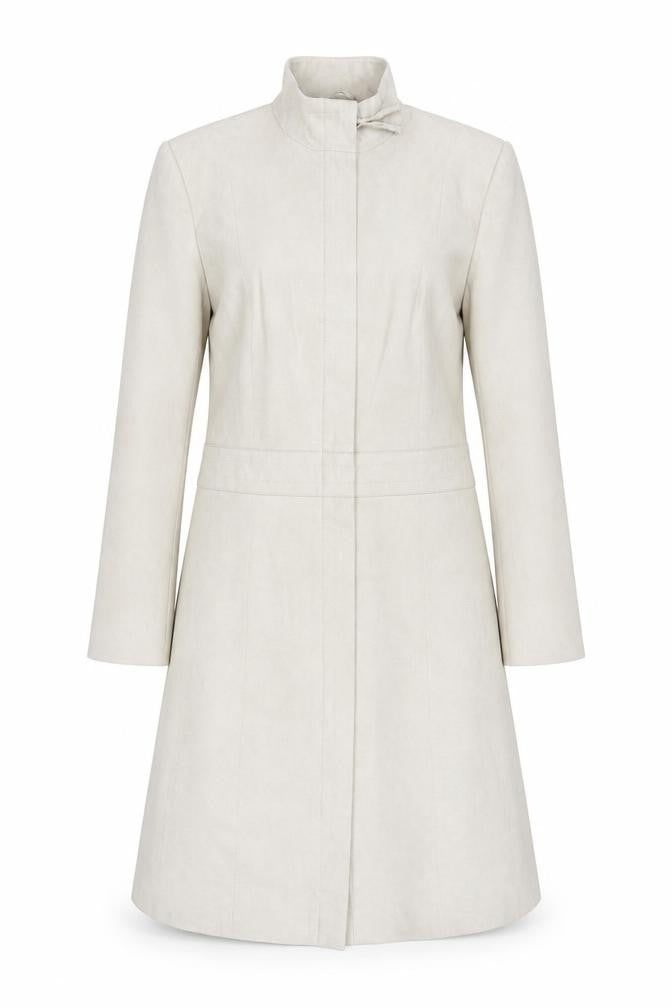 Next Women’s Beige Long Coat Size 10 Regular Faux Suede Overcoat