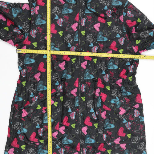 Urban Essentials Women's Multicoloured Heart Print Hooded Rain Jacket L