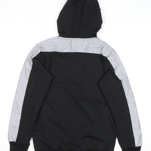 Sonneti Boys Black & Grey 1/4 Zip Hooded Sweatshirt 10-12 Years Polyester Blend