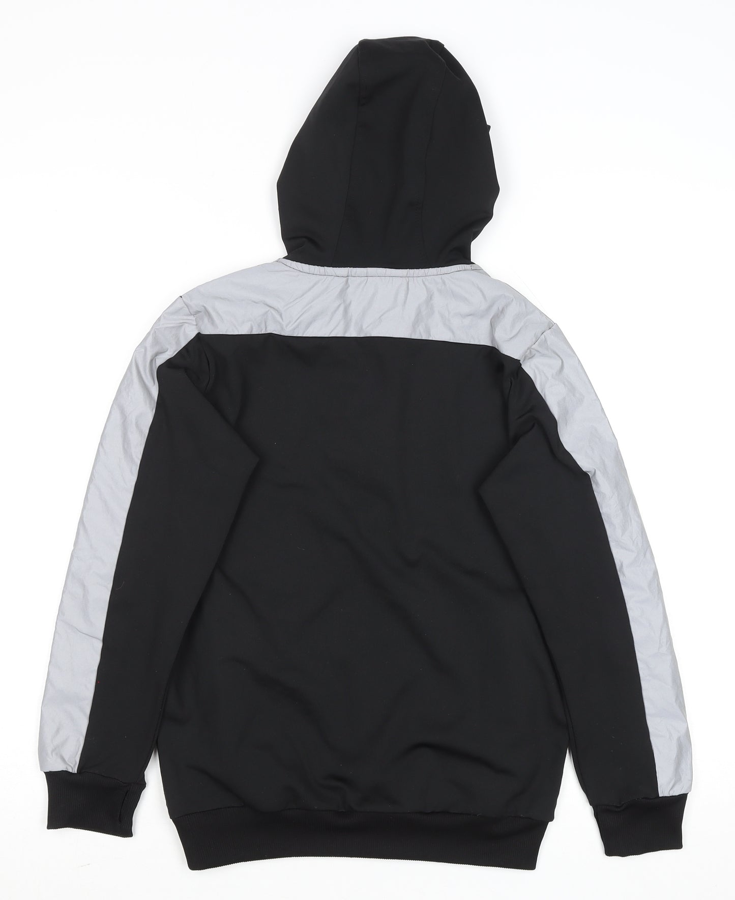 Sonneti Boys Black & Grey 1/4 Zip Hooded Sweatshirt 10-12 Years Polyester Blend