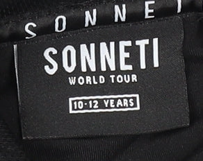Sonneti Boys Black & Grey 1/4 Zip Hooded Sweatshirt 10-12 Years Polyester Blend