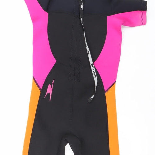 Waihui Girls Black Pink Orange Shorty Wetsuit 7 Years Quick Dry Stretch Swimwear