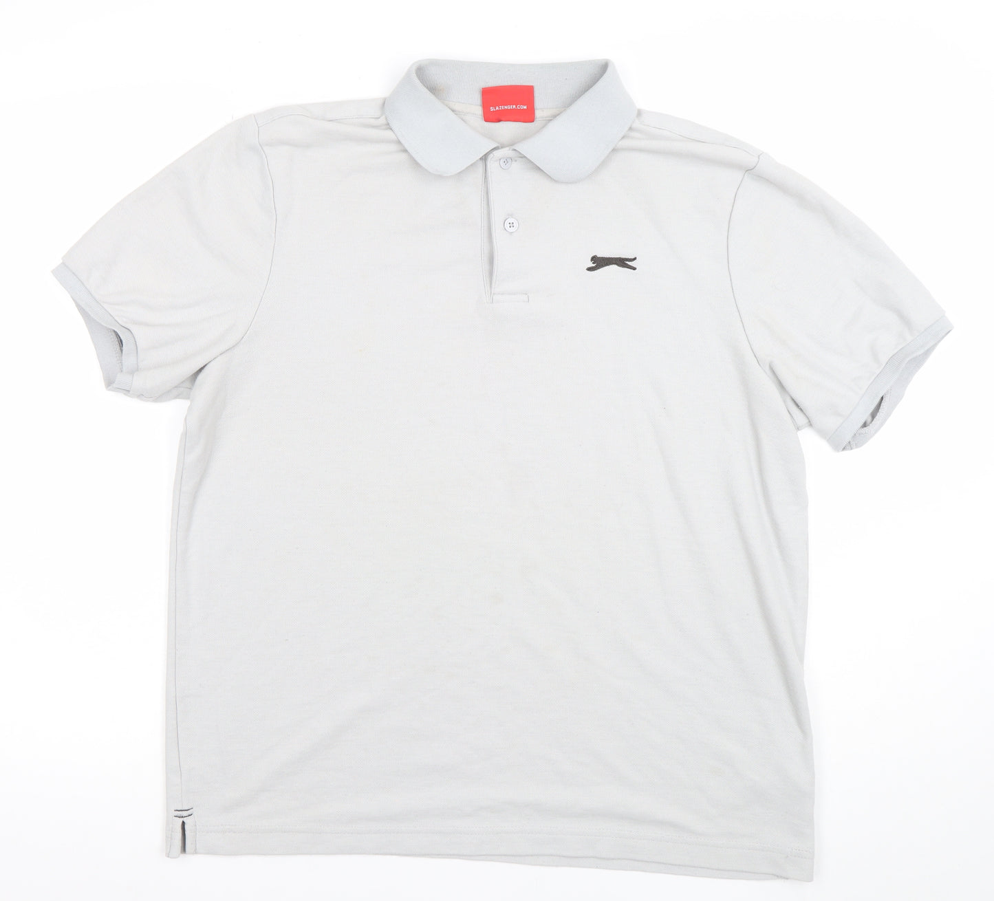 Slazenger Men's Grey Regular Fit Cotton Blend Polo Shirt L