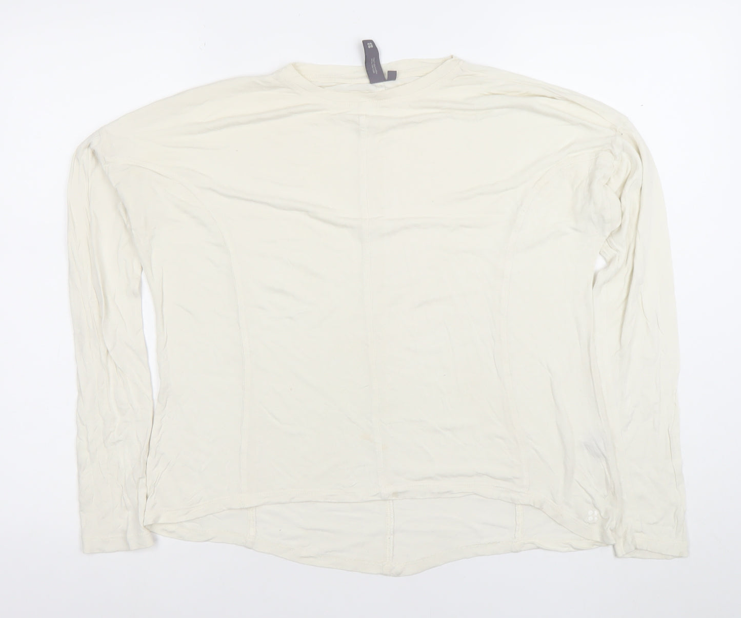 Sweaty Betty Women’s Ivory Long Sleeve Viscose Basic T-Shirt Size S