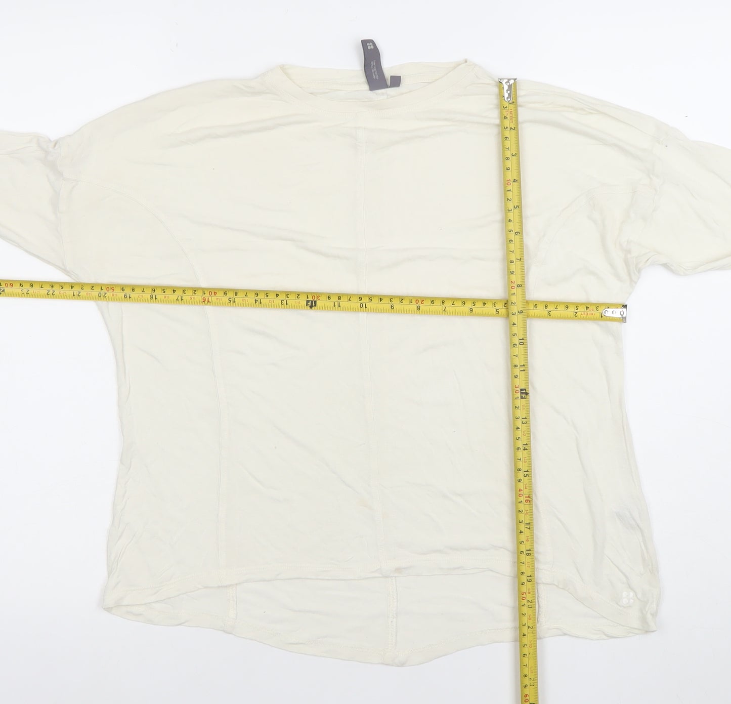 Sweaty Betty Women’s Ivory Long Sleeve Viscose Basic T-Shirt Size S