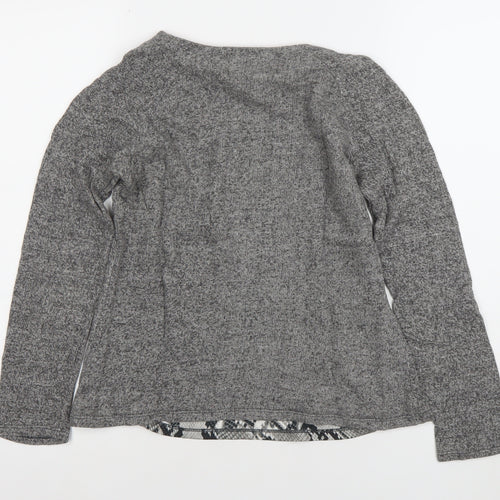 Zara Women Grey Snake Print Long Sleeve Basic Shirt M