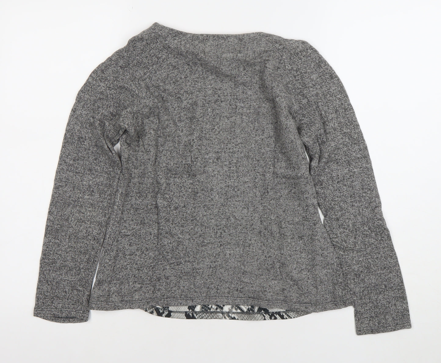 Zara Women Grey Snake Print Long Sleeve Basic Shirt M