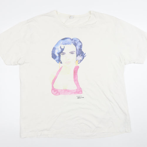 Earth Positive Women's White 2XL Art Print Relaxed Fit T-Shirt 100% Organic Cotton