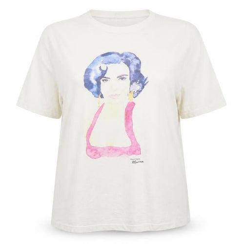 Earth Positive Women's White 2XL Art Print Relaxed Fit T-Shirt 100% Organic Cotton