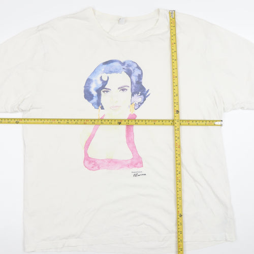 Earth Positive Women's White 2XL Art Print Relaxed Fit T-Shirt 100% Organic Cotton