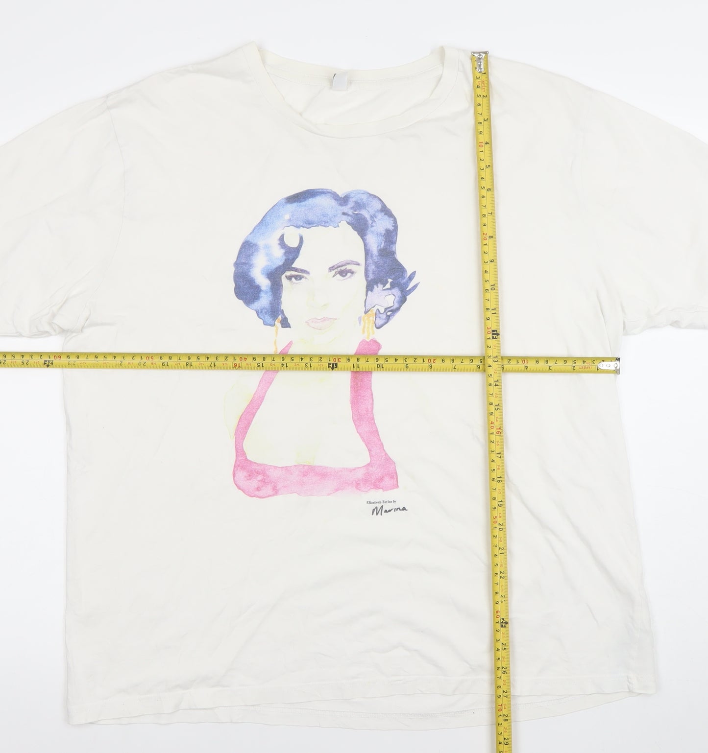 Earth Positive Women's White 2XL Art Print Relaxed Fit T-Shirt 100% Organic Cotton