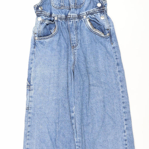 ZARA Girls Blue Denim Dungaree Jumpsuit 13-14 Years Adjustable Straps