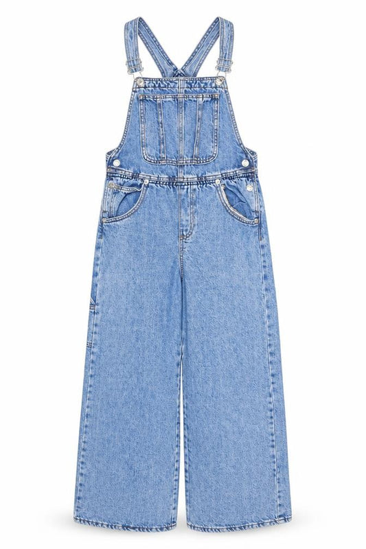 ZARA Girls Blue Denim Dungaree Jumpsuit 13-14 Years Adjustable Straps