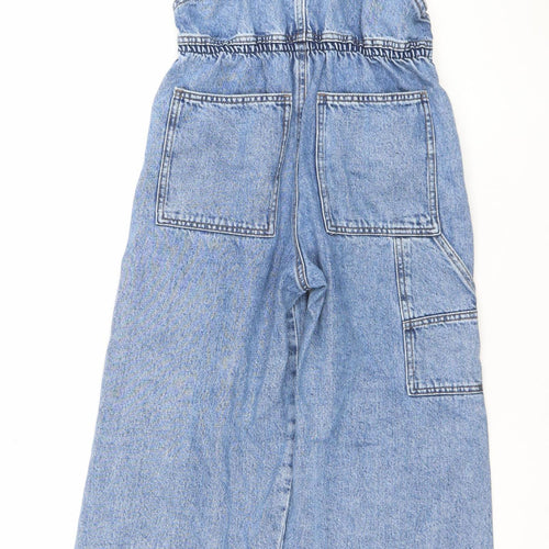ZARA Girls Blue Denim Dungaree Jumpsuit 13-14 Years Adjustable Straps
