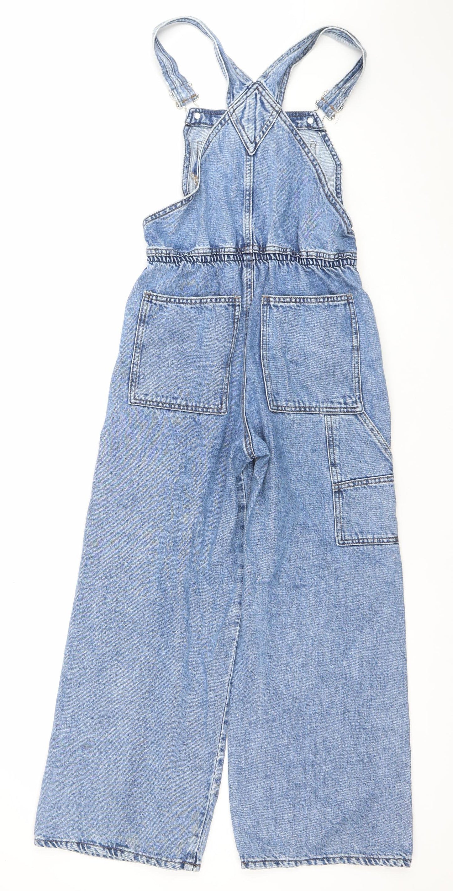 ZARA Girls Blue Denim Dungaree Jumpsuit 13-14 Years Adjustable Straps