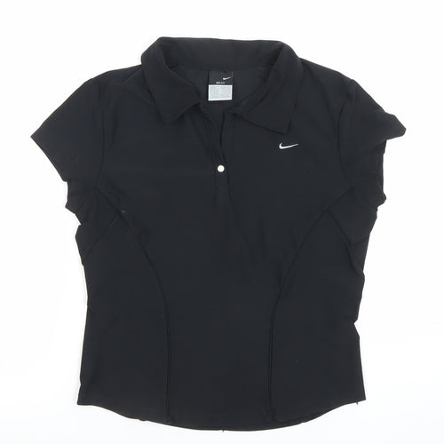 Nike Womens Black Dri-Fit Polo Activewear Top Size S 8/10