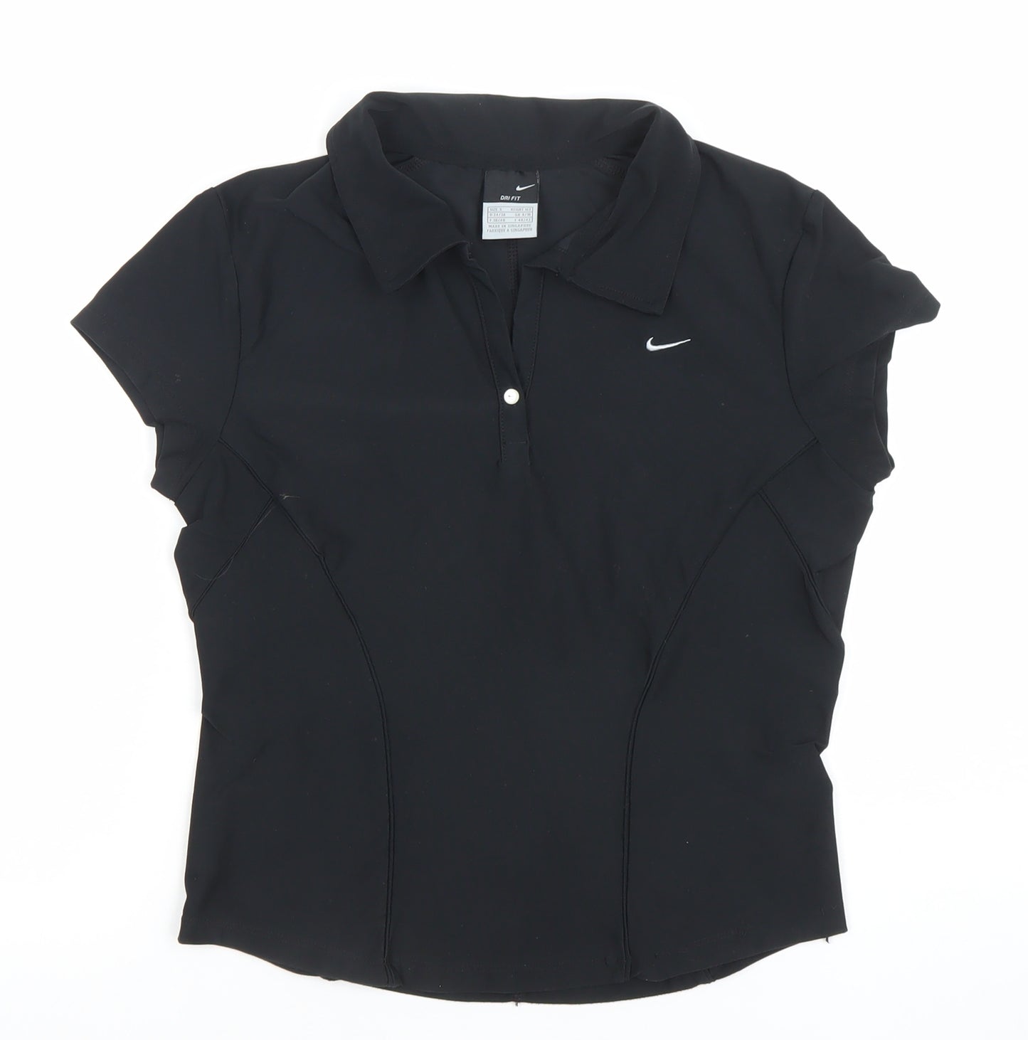 Nike Womens Black Dri-Fit Polo Activewear Top Size S 8/10